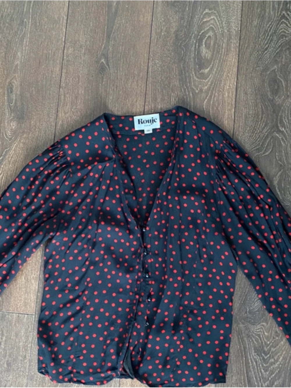 Rouje Black Top with Red Polka Dots